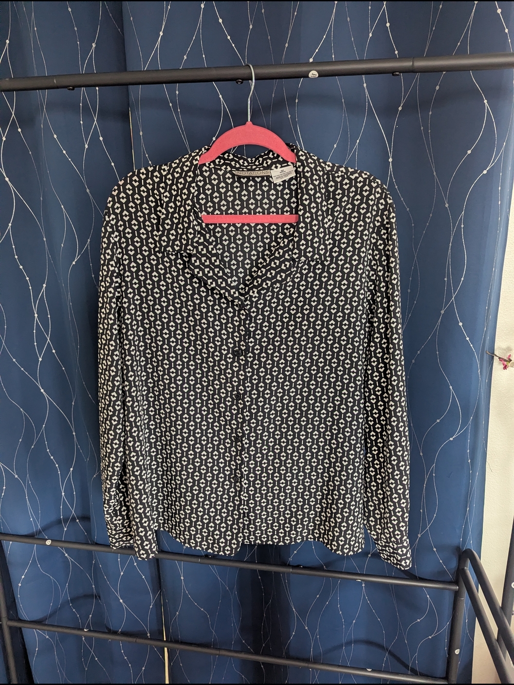 Notations Black and White Geometric Button-Down Shirt